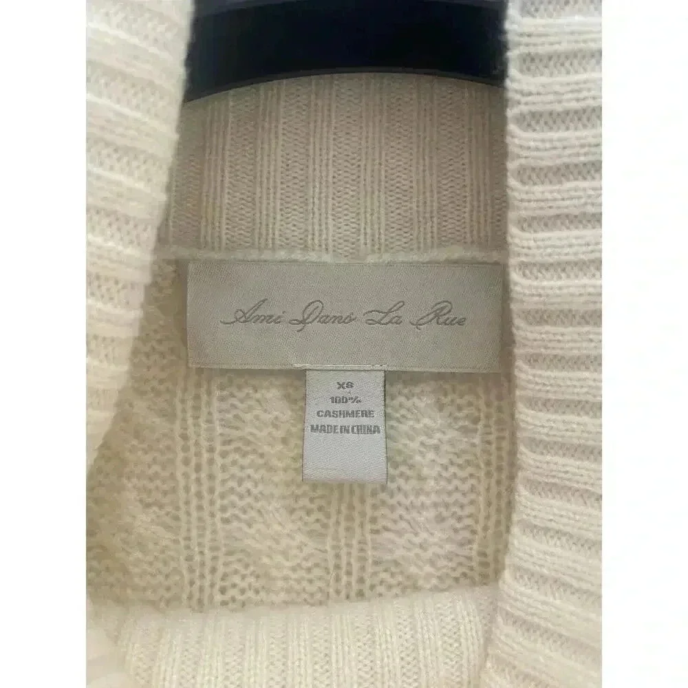 AMI Dans La Rue Anthropologie 100% Cashmere Sweater Poncho Ivory White Size XS - Picture 3 of 6